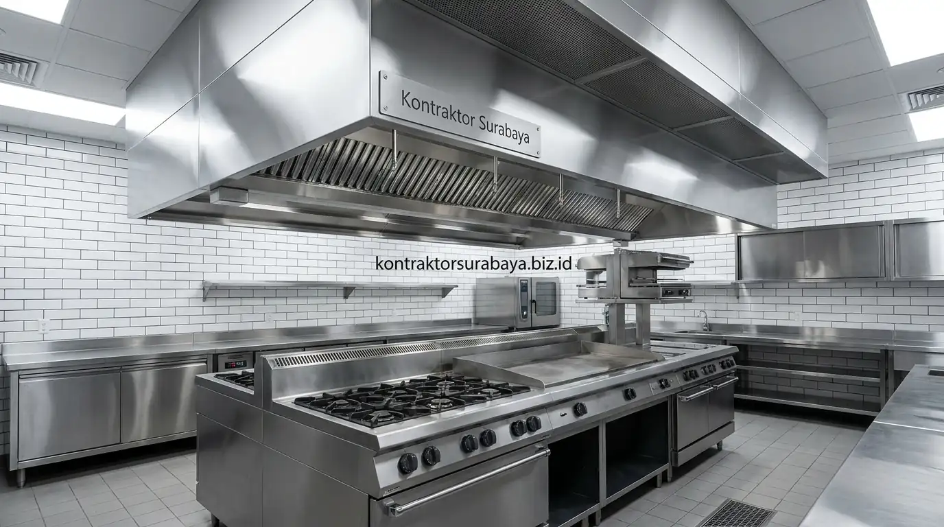 Exhaust hood dan ventilasi dapur komersial pada bangunan restoran