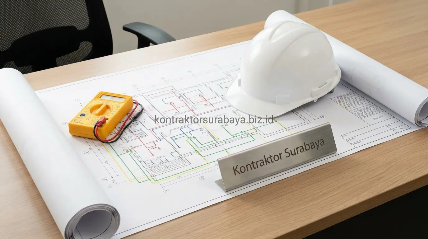 Gambar kerja MEP untuk konstruksi rumah di Surabaya