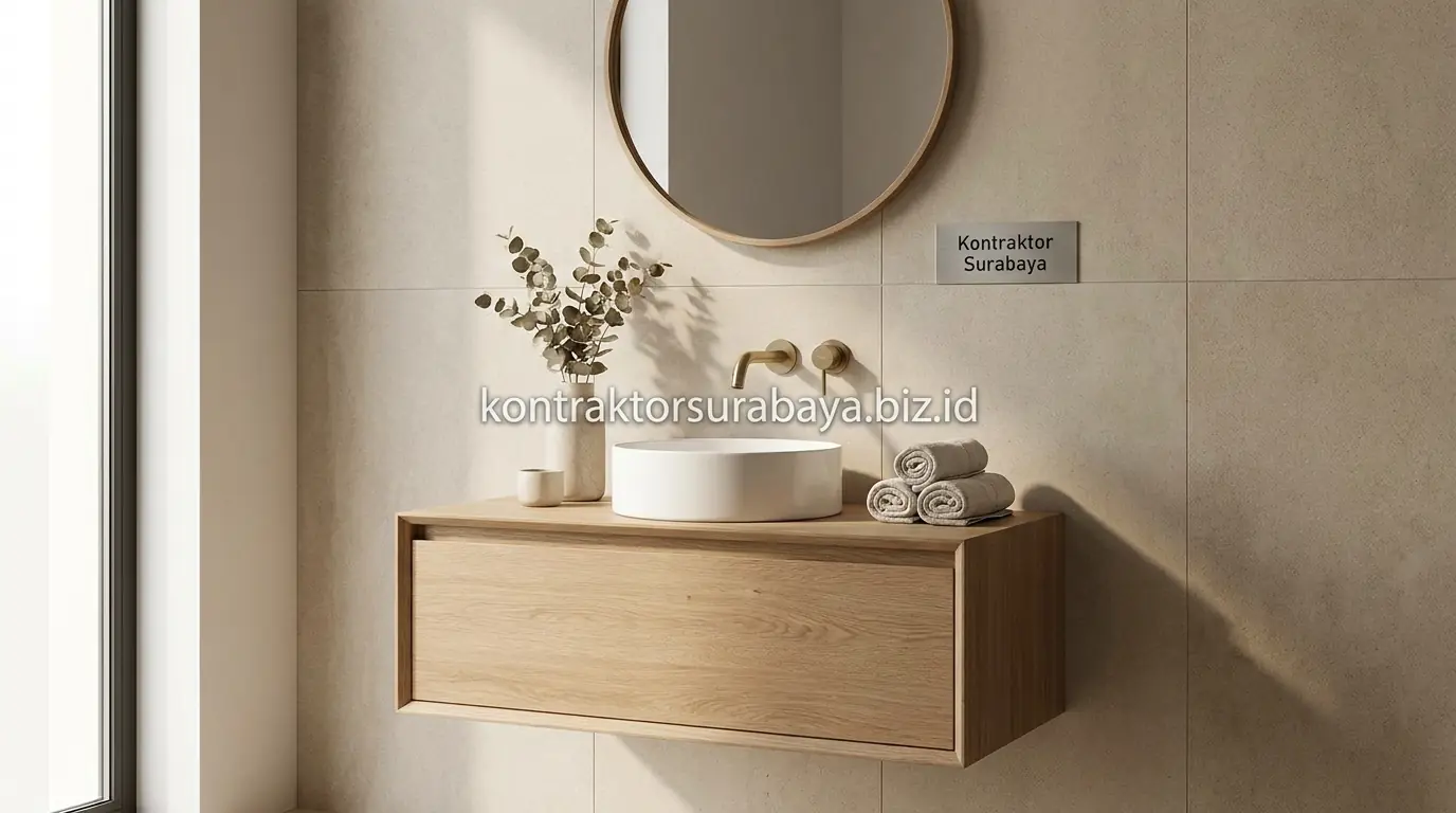 Desain kamar mandi kering bergaya Japandi yang estetik dan sehat